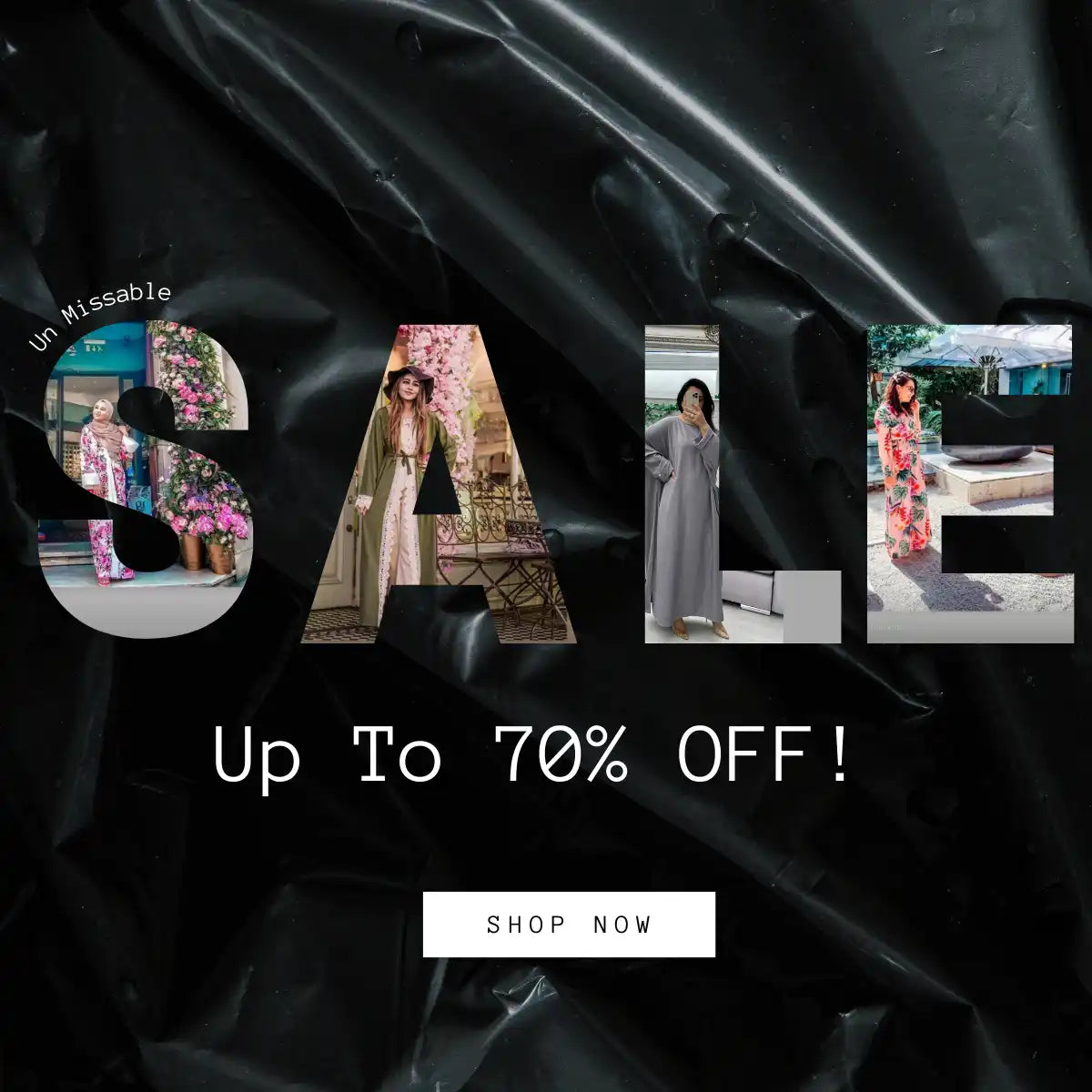 An advertisement for a clothing sale.